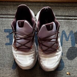 On Running Women’s White and Dark Brown Athletic Shoes